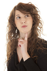 Image showing Attractive young woman thinking