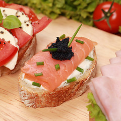 Image showing Fingerfood with smoked salmon