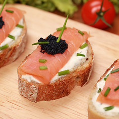 Image showing Fingerfood with smoked salmon