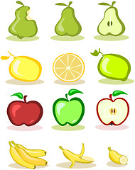 Image showing Set of vector fruits on white background