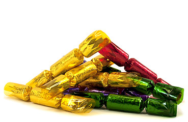 Image showing Pile of christmas crackers