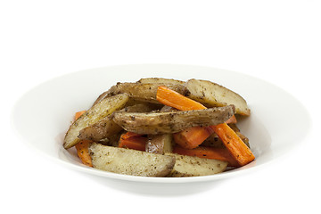 Image showing Fried potatoes and carrots