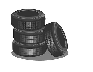 Image showing Brand new tires on a white background