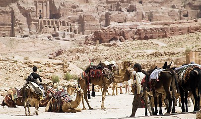 Image showing Petra ruins and mountains in Jordan