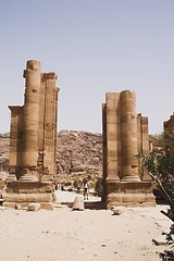 Image showing Petra ruins and mountains in Jordan