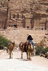 Image showing Petra ruins and mountains in Jordan