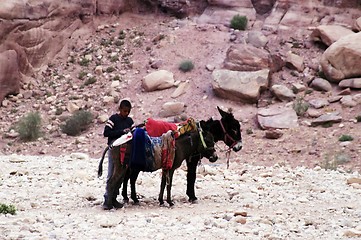 Image showing Petra ruins and mountains in Jordan