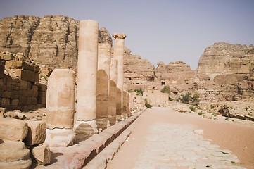 Image showing Petra ruins and mountains in Jordan