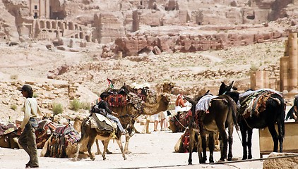 Image showing Petra ruins and mountains in Jordan