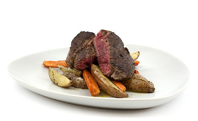 Image showing Rare entrecote dinner