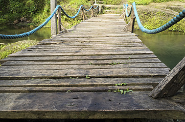 Image showing Wooden Suspension Bridge