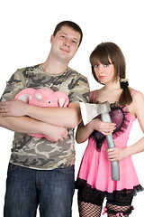 Image showing Young man and the woman. Funny image