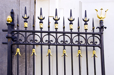 Image showing Details of metal gold decorated gate fragment.