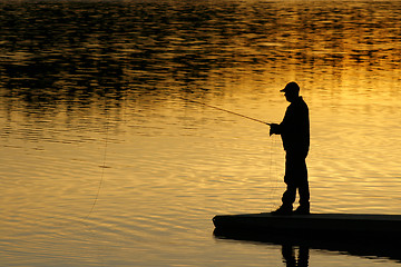 Image showing Fishing at sunset