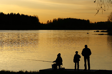 Image showing Fishing at sunset