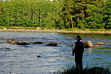 Image showing Fishing at sunset