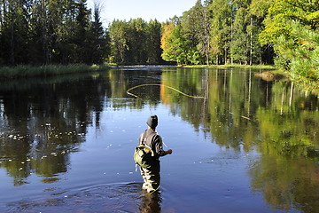 Image showing Fishing in river