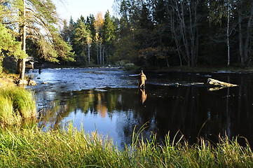 Image showing Fishing at sunset