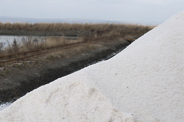 Image showing Pile white salt and seawater