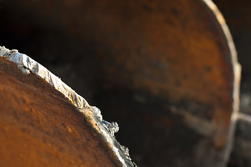 Image showing Old metal pipes dismantled for scrap 