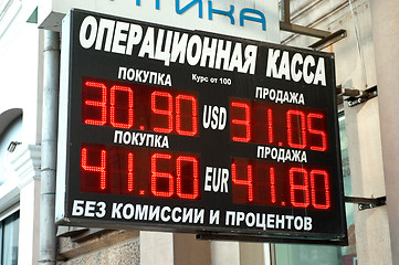 Image showing Money exchange rate  display
