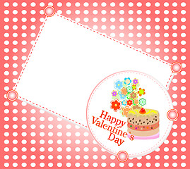 Image showing Celebration card. Valentine`s cake with space for text. vector