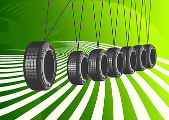 Image showing Car Tires On Green Background