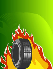 Image showing Car Tires On Green Background