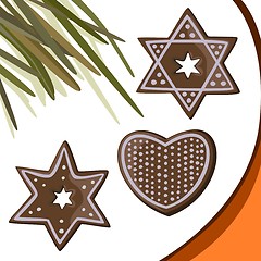 Image showing Gingerbread Hearts & Stars Cookies