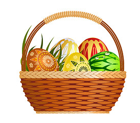 Image showing Basket with easter eggs