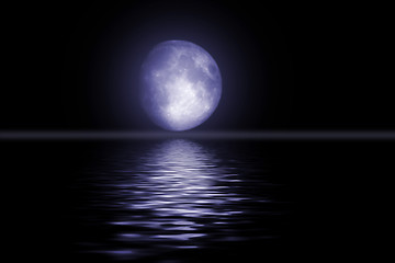 Image showing Full moon reflected in water