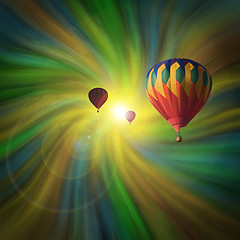 Image showing Hot-Air Balloons Flying in a Vortex