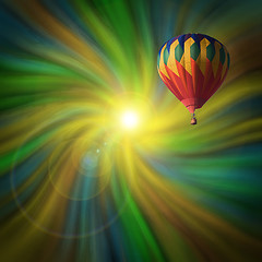 Image showing Hot-Air Balloon Flying in a Vortex