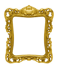 Image showing Ornate gold picture frame silhouetted against white