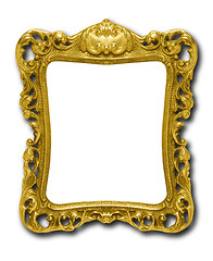 Image showing Ornate gold picture frame silhouetted against white