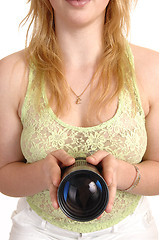 Image showing Woman with lens.