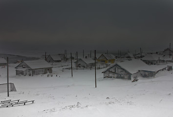 Image showing Blizzard over village