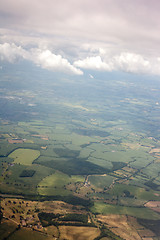 Image showing Aerial view of landscape from airplane