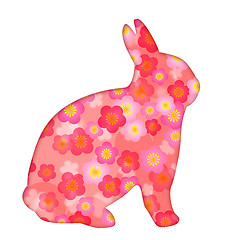 Image showing Spring Cherry Flowers Blossom Bunny Rabbit Illustration