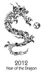 Image showing 2012 Flying Chinese Snowflakes Pattern Dragon Clipart