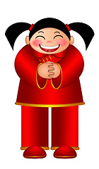 Image showing Chinese Girl Wishing Happy New Year Illustration