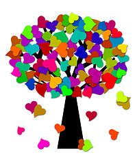 Image showing Colorful Valentines Day Hearts on Tree Illustration