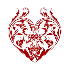 Image showing Valentines Day Heart with Butterflies and Foliage Scrolls