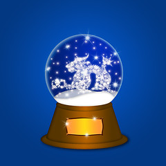 Image showing Water Snow Globe with Chinese Dragon Blue