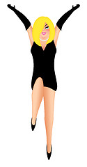 Image showing Sexy Blonde Hair Woman with Black Dress Illustration