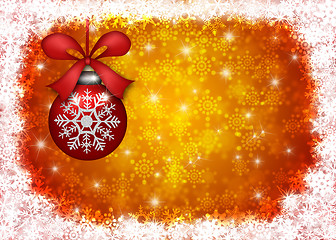 Image showing Hanging Christmas Ornament with Snowflakes Border Illustration