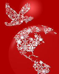 Image showing Christmas Peace Dove On Earth Red Background