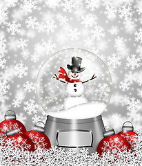 Image showing Snow Globe Snowman and Christmas Tree Ornaments