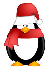 Image showing Penguin with Santa Hat and Red Scarf Clipart