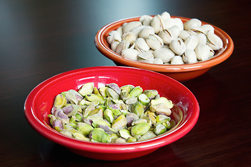 Image showing Pistachio Nuts Shelled and Unshelled